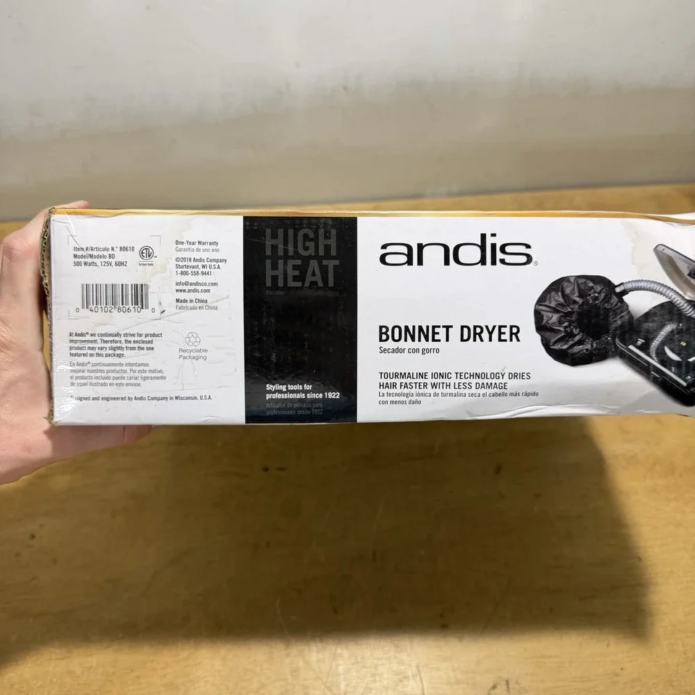 Andis 80610 500W Ionic Professional Bonnet Hair Dryer Black BD
